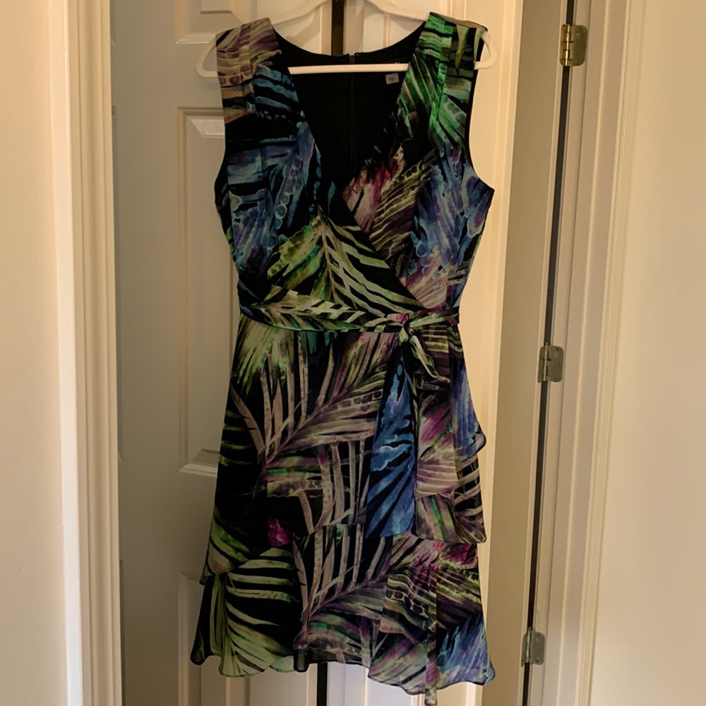 Tabard MultiColor Tiered Faux Wrap Dress